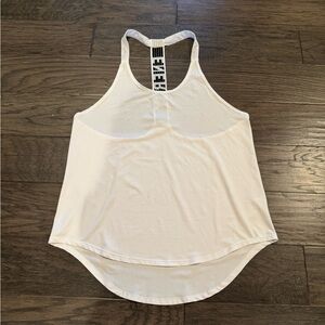 White Racerback Tank Top Sleeveless Athletic Workout Top X-Large